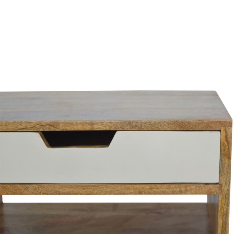 Artisan Furniture Solid Wood Grey and White Cut-out Bedside
