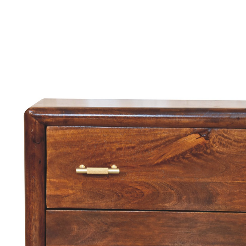 Artisan Furniture Solid Wood Regency Woven 2-Drawer Nightstand, 1 Shelf, Dark Brown