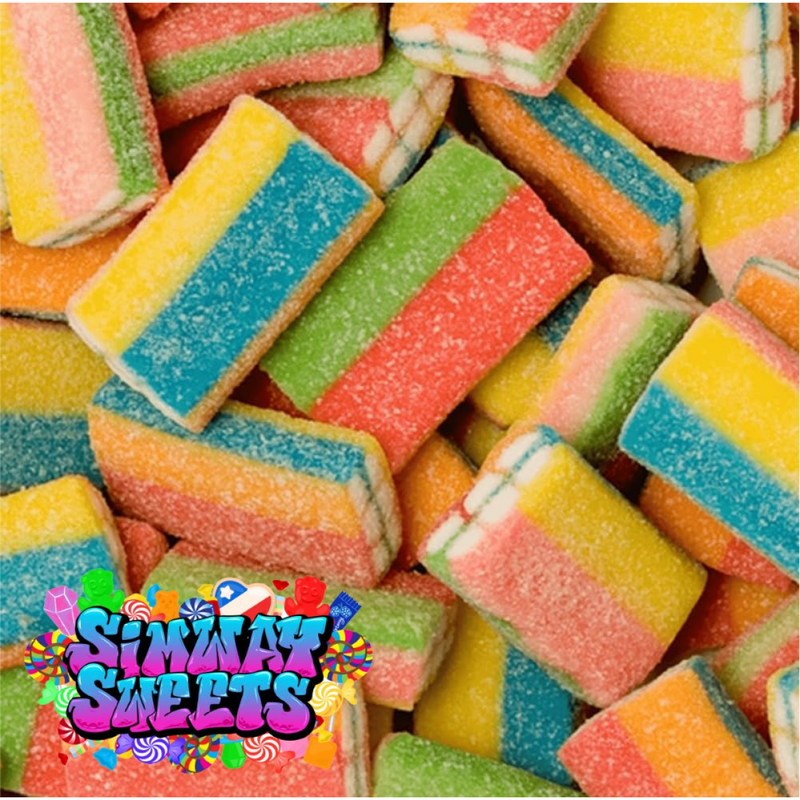 Rainbow Sour Candy Bricks Retro Fizzy Gummy Sweets Gift Jar - 680g