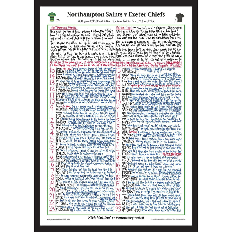 Northampton v Exeter, Premiership Final Jun 2026 - Mullins