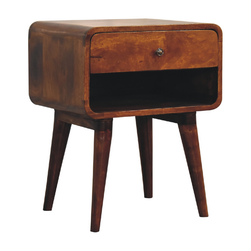 Artisan Furniture Solid Wood Curve Open Slot Chestnut Bedside