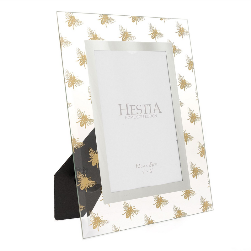 Hestia Glass Photo Frame Gold Bee 4" x 6"