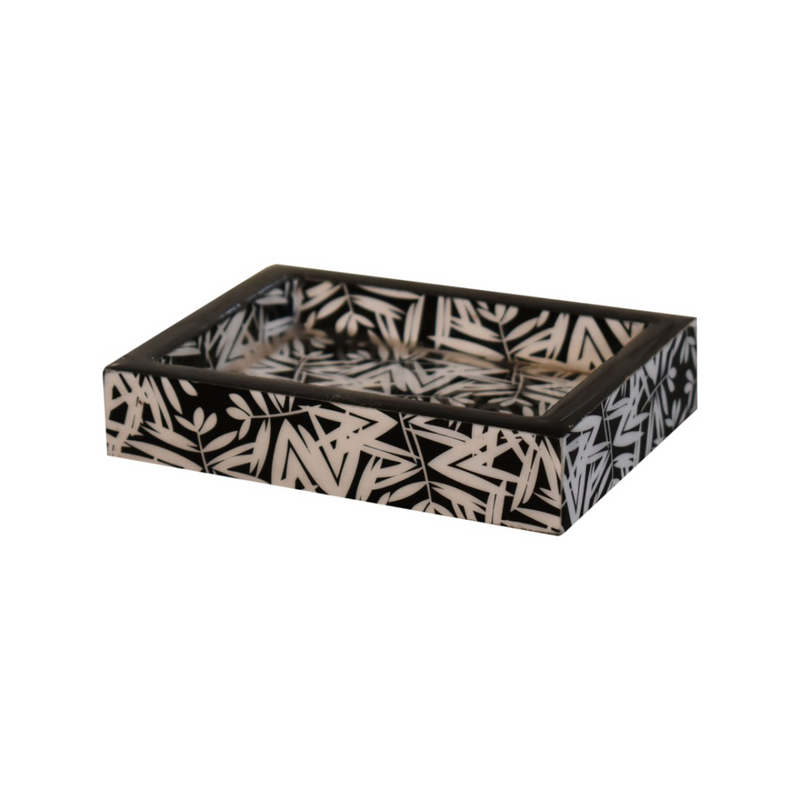 Artisan Furniture Bathroom Accessories - Aztec Print Wooden Bathroom Set of 6, Abstract Print