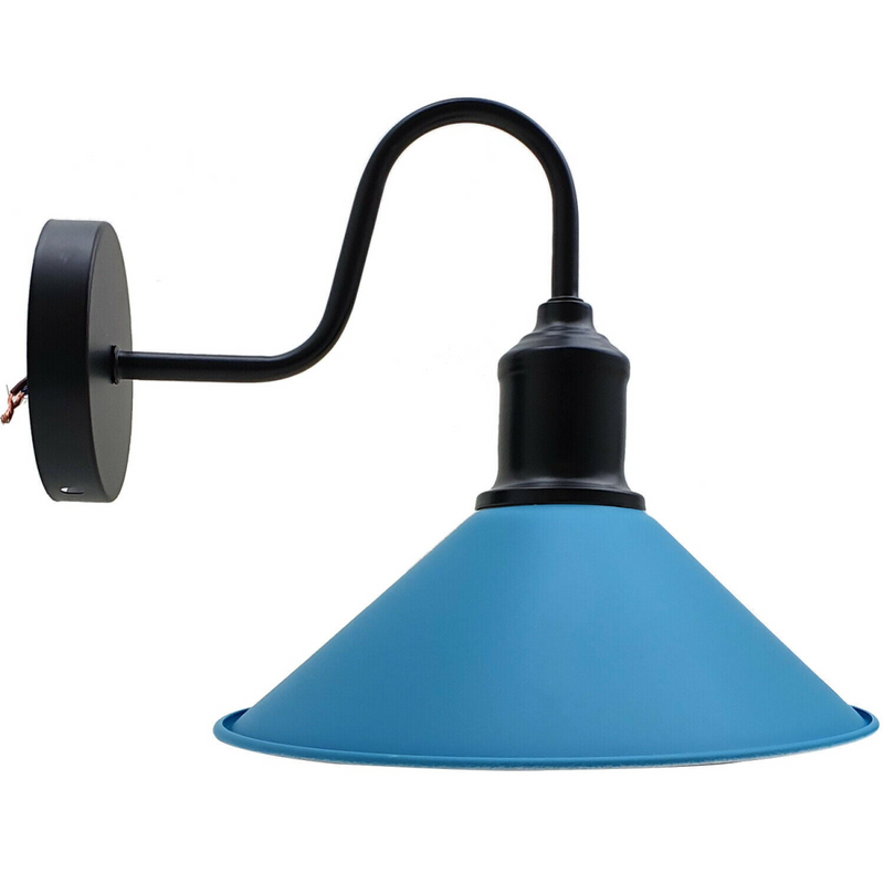 Blue Vintage Retro Industrial Swan Neck Metal Arm E27 Wall Light Lamp~2483