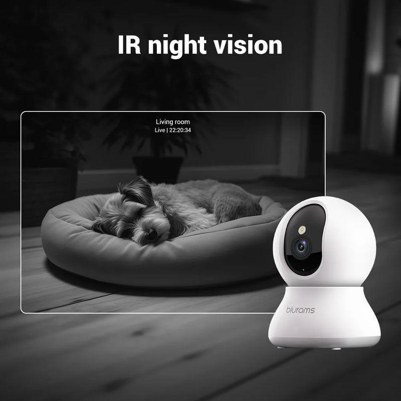 blurams Pet Camera 2K, 360° Indoor Security Camera, Dog Camera with Phone App, PTZ Cameras for Home Security Indoor, 2-Way Audio