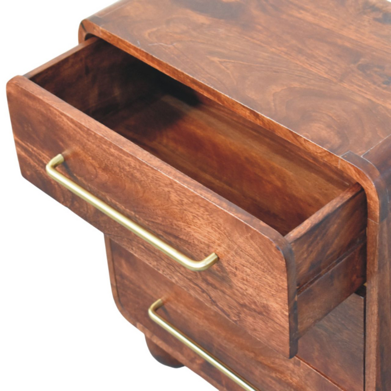 Artisan Furniture Solid Wood 3-Drawer Rounded Chest, Brown