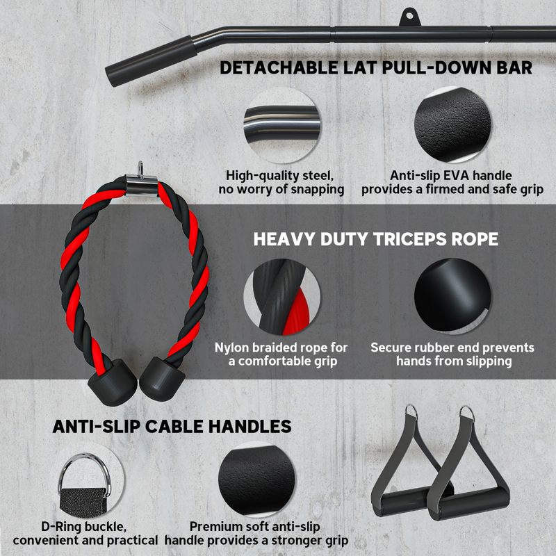 Weight Cable Pulley System for Home Gym with Universal Loading Pin