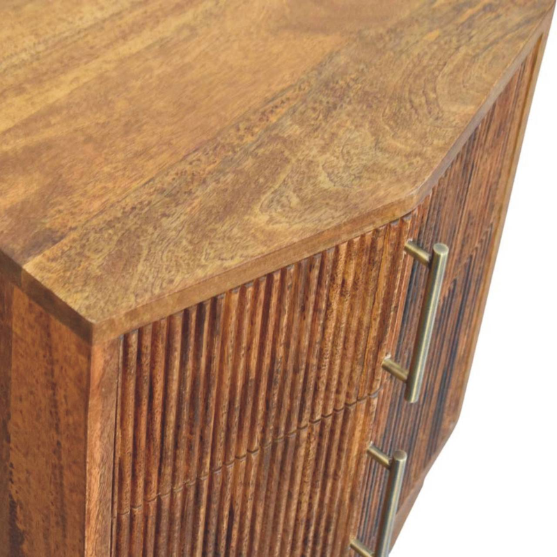 Artisan Furniture Solid Wood Louvre Bedside Unit, 2 Drawers, Brown
