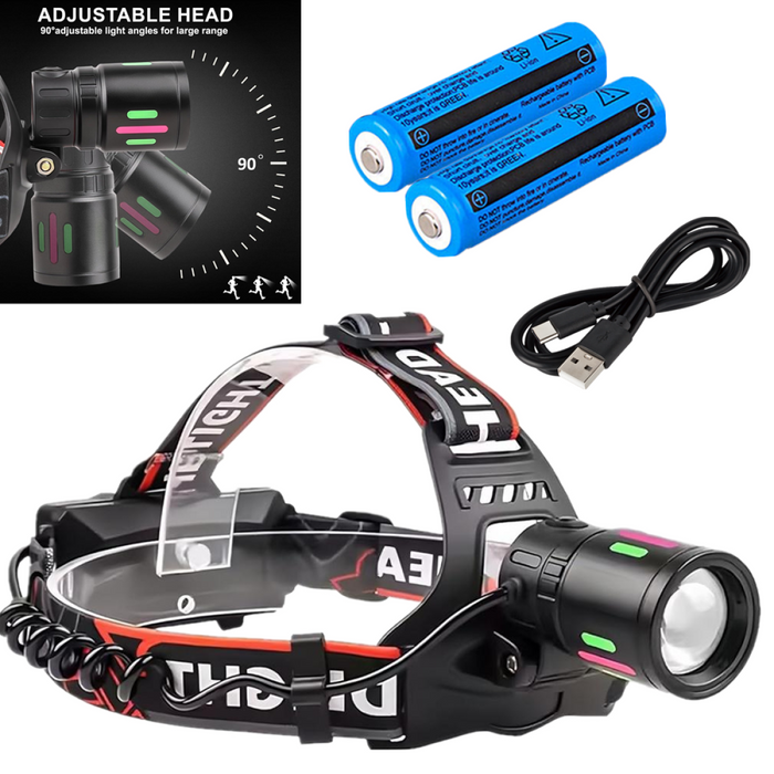 USB Rechargeable LED Headlamp Zoomable 3-Modes Camping Hiking HeadLamp Worklight