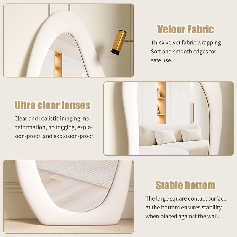 Wavy Full Length Mirror 168x68cm Floor Standing Arched Asymmetrical CEIEVER