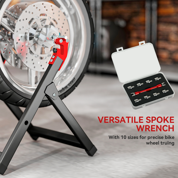 HOMCOM Steel Motorcycle Wheel Balancer Truing Stand with Spoke Wrench, Black