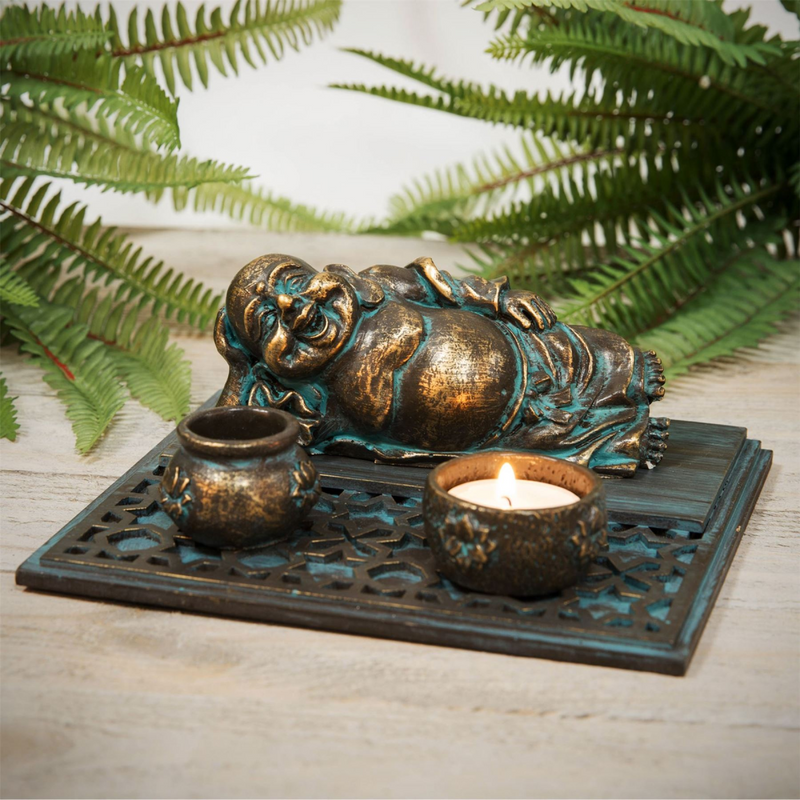 Buddha Tea Light & Incense Stick Holder 19.5cm