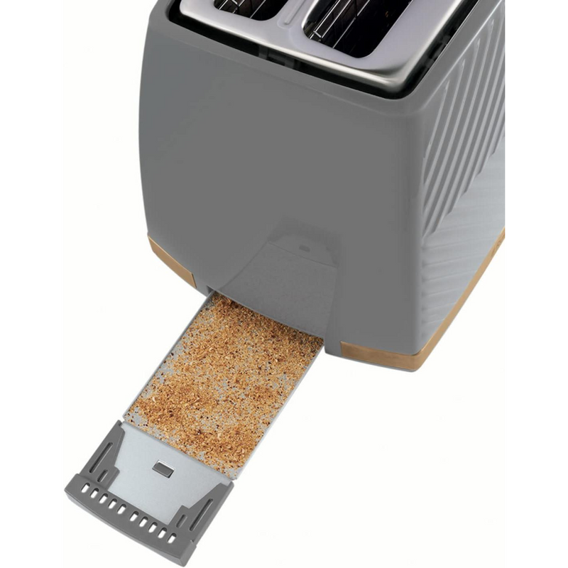 Russell Hobbs Groove Grey 2 Slice 850W Toaster