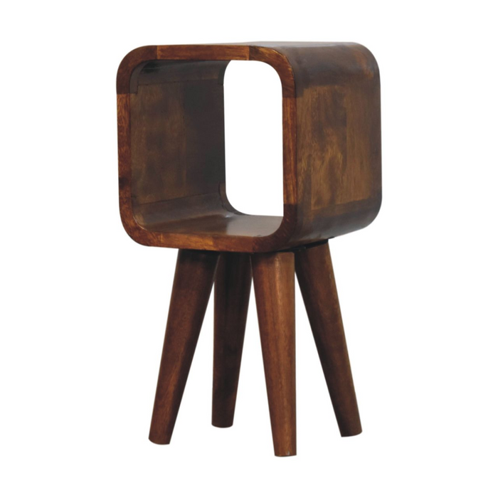 Artisan Furniture Solid Wood Extra Mini Minimalist Open Curved Chestnut Bedside