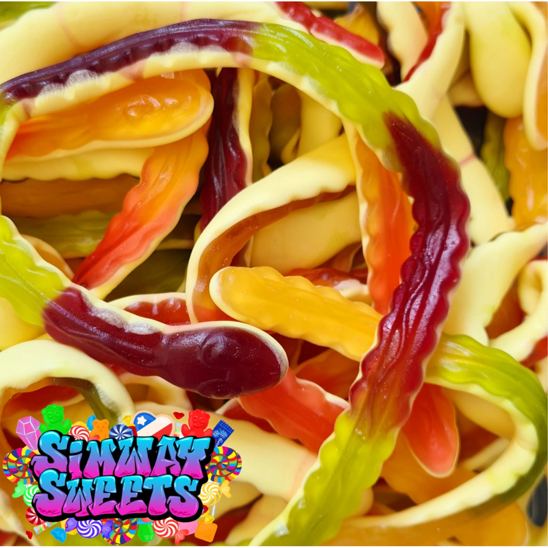 Yellow Bellies Gummy Foam Snakes Retro Sweets Gift Jar - 670g