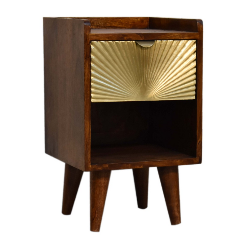Artisan Furniture Solid Wood Mini Manila Gold 1 Drawer Bedside