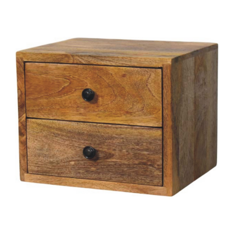 Artisan Furniture Solid Wood Solis 2-Drawer Oak-ish Wall Mounted Nightstand