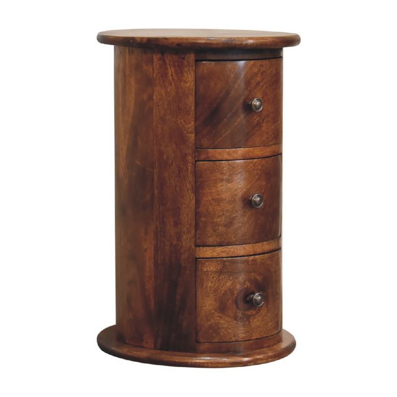 Artisan Furniture Solid Mango Wood Mini Chestnut Drum Chest