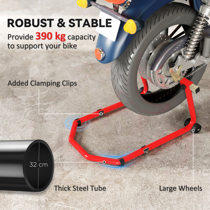 HOMCOM Motorcycle Stand, 390 kg Front/Rear Paddock Stand, Red