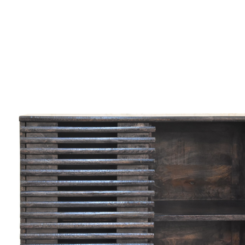 Artisan Furniture Solid Wood Kobe Cabinet, Black, Sliding Door and 2 Drawers
