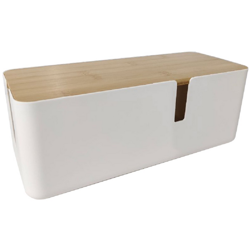 Cable Tidy Box, Cables management box with Bamboo Lid, Cables Organised Box