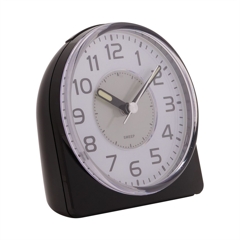 Wm.Widdop Silent Sweep Round Face Blinking Light Alarm Clock  - Black