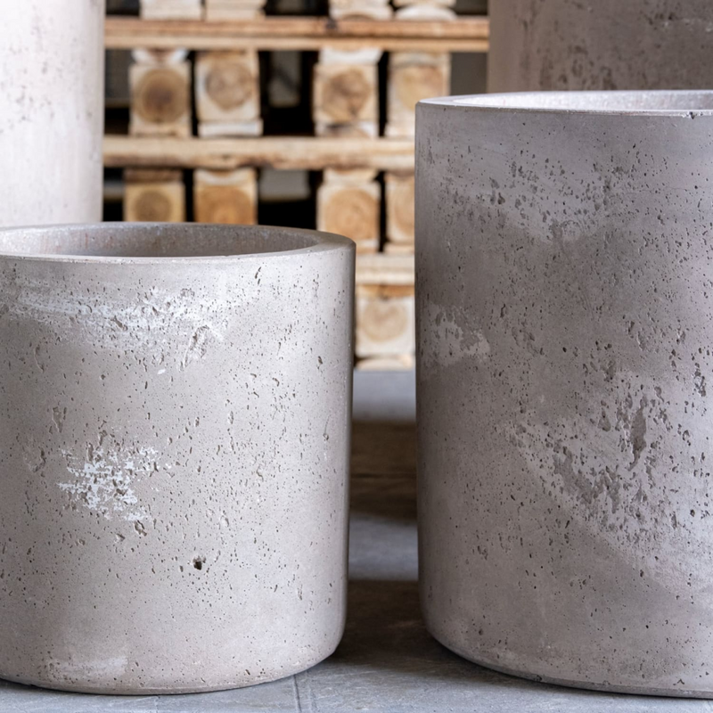 Aurella | Truffle – 55cm X Large Concrete Cylinder Planter – 93L Round Plant Pot