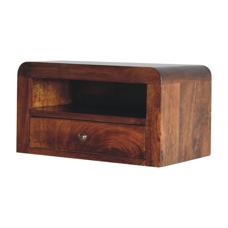 Artisan Furniture Solid Wood Chunky Chestnut 1 Drawer Wall Mounted Nightstand