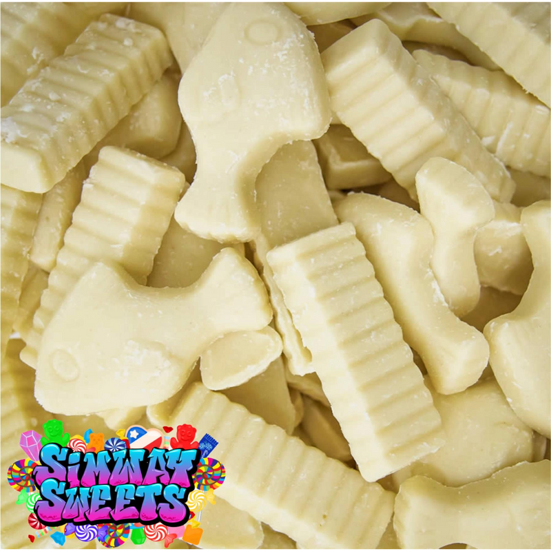 White Chocolate Fish & Chips Shapes Retro Sweets Gift Jar - 600g