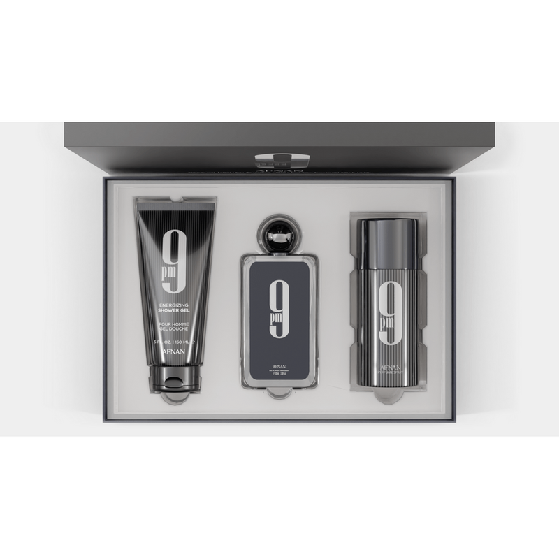 Afnan 9PM Gift Set (Eau De Parfum Spray 100ml  Shower Gel 150ml  Deodorant Spray 150ml)