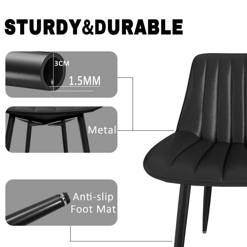 Dining Chairs, Modern Kitchen Chair, Scandinavian Faux Leather Chair with High Back for Living Room Kitchen