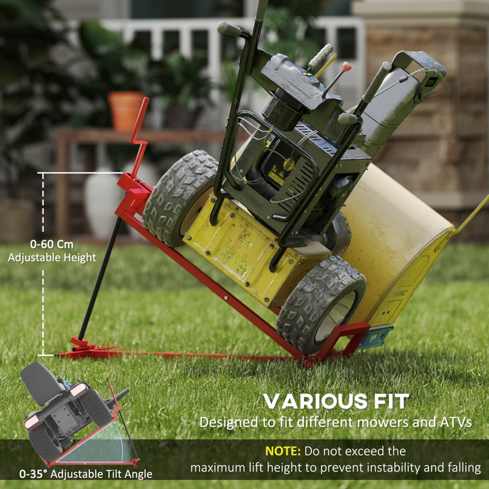 HOMCOM Foldable Ride On Lawn Mower Lift, 400 kg Telescopic Maintenance Jack