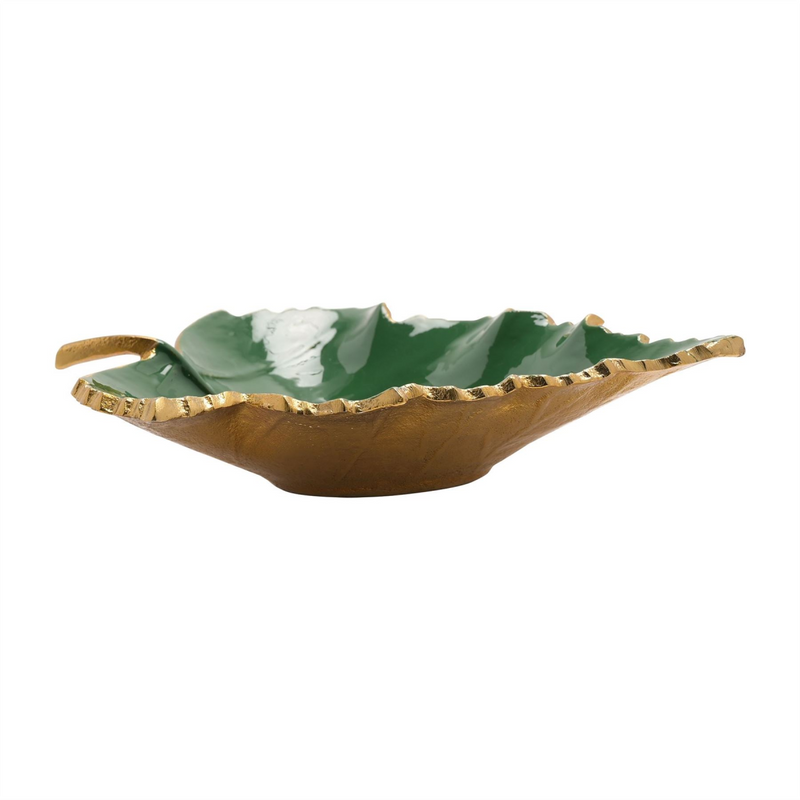 Green Enamel Gold Leaf Dish