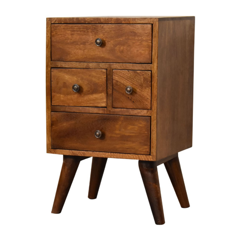 Artisan Furniture Solid Wood 4 Drawer Multi Chestnut Bedside