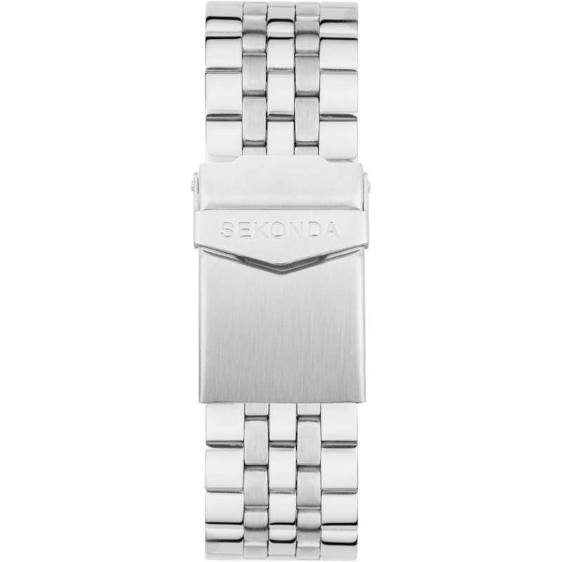 Sekonda Mens Dated Round Blue Dial Stainless Steel Bracelet Watch 1197