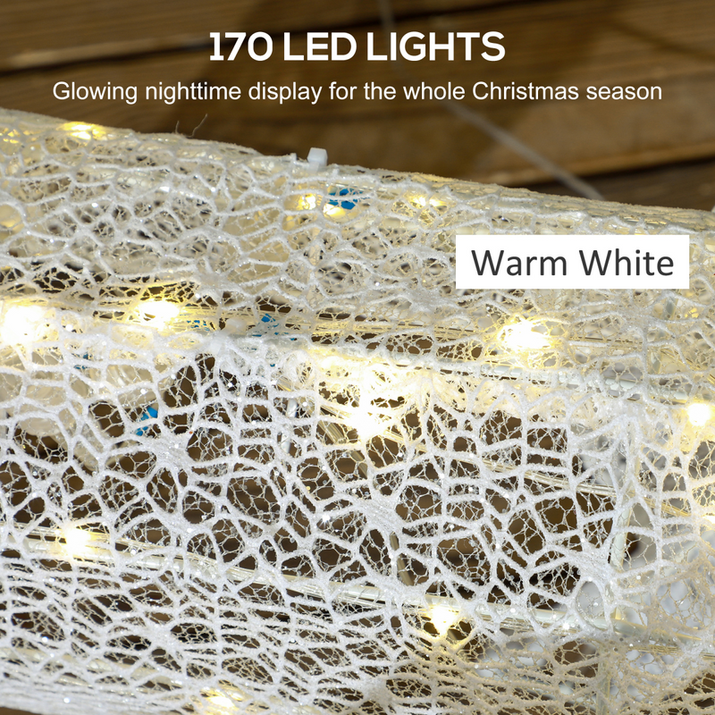 Outsunny Light Up Reindeer & Sleigh Christmas Decoration w/ 170 LED Lights