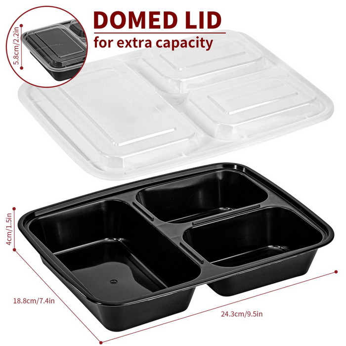 VINSANI 30pk 3 COMPARTMENTS MEAL PREP CONTAINERS 1010478