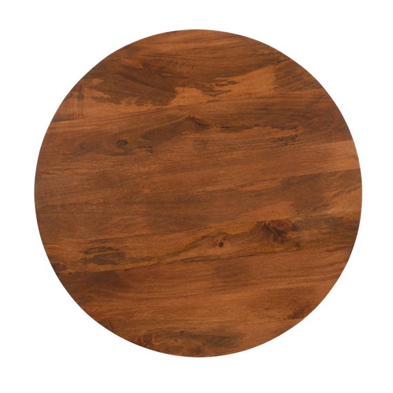 Slatted Mango Wood Round Coffee Table 80Cm
