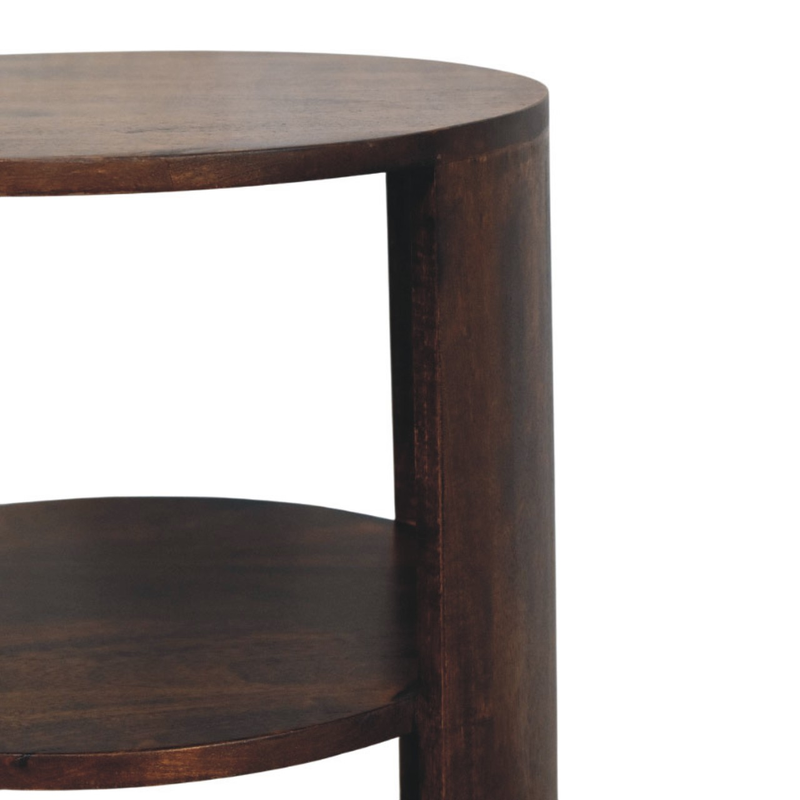 Artisan Furniture Solid Wood Ventura Side Table, 2 Open Slots, Dark Brown