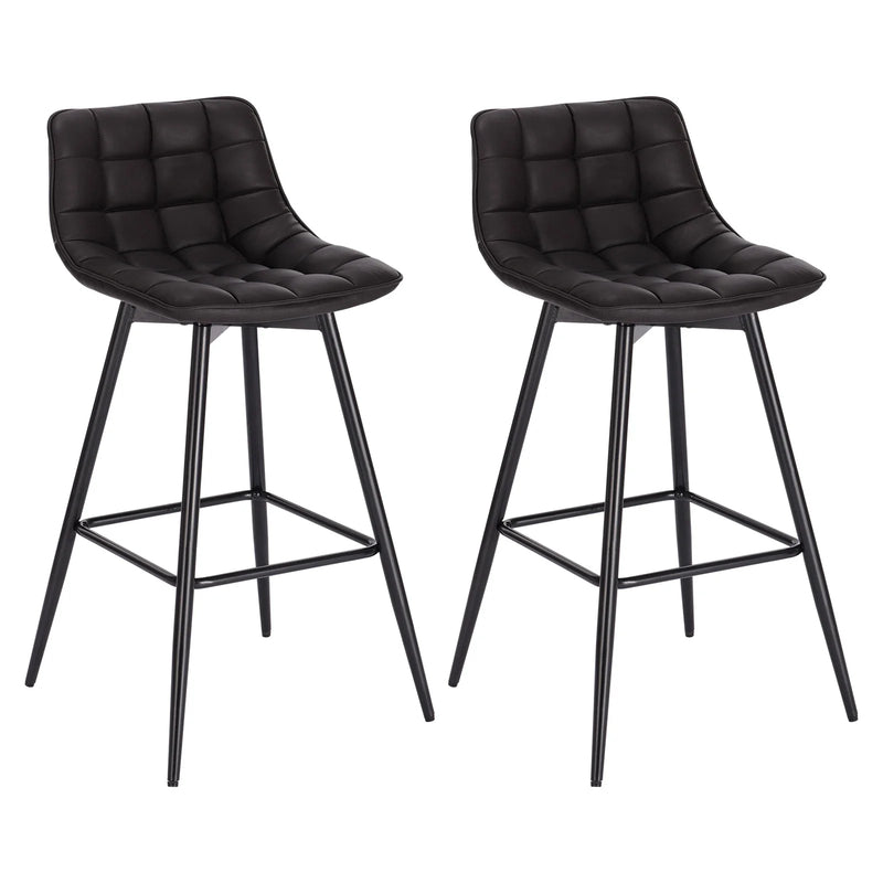 2PCs/set Designer Bar Stool High Chair Counter Stool for Bar Bistro Leather/Velvet Seat with Footrest Metal Frame Household