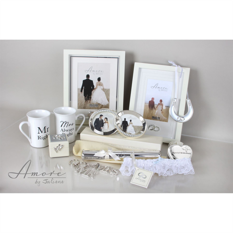 Amore Silver Plated Horse Shoe with Icon, Crystal and Ribbon
