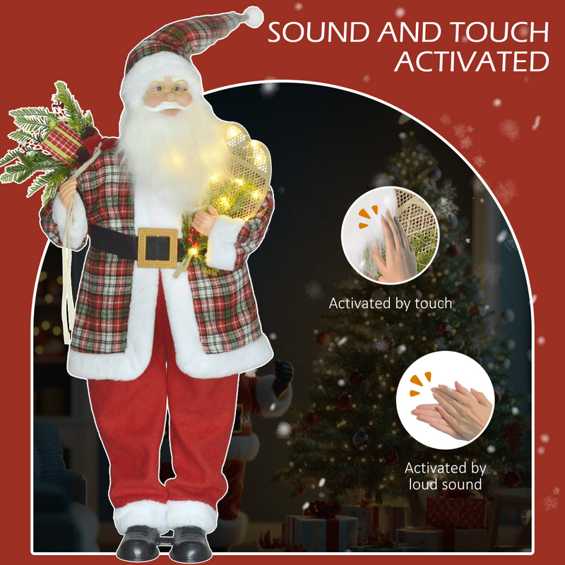 HOMCOM 133cm Animated Santa Claus w/ Sound Activated Festive Music for Party