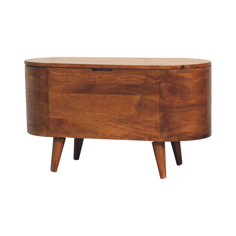 Artisan Furniture Solid Mango Wood Chestnut Rounded Lid up Blanket Box