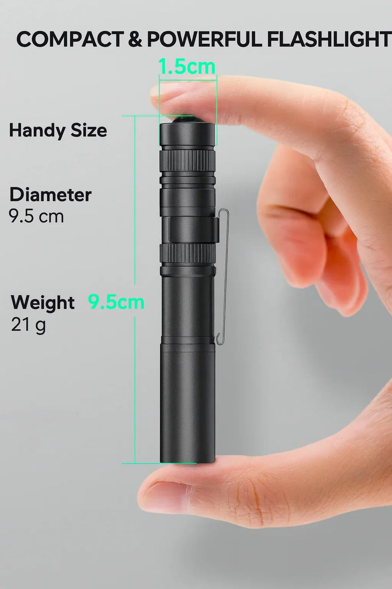 LED Flashlight Mini Super Bright Portable with Clip 5 Modes Camping Hiking