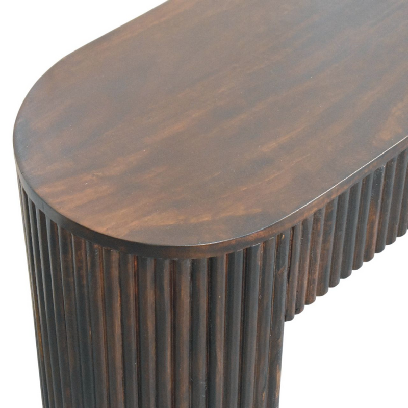 Artisan Furniture Solid Wood Velvet Mocha Fluted Bench, Dark Brown