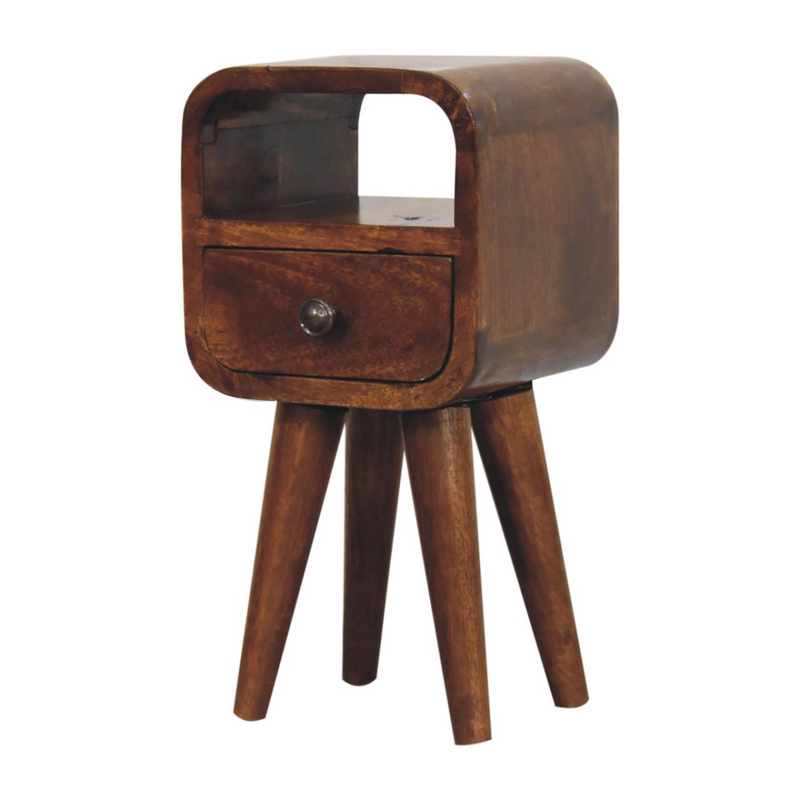 Artisan Furniture Solid Wood Extra Mini Chestnut Curve Open Slot Bedside
