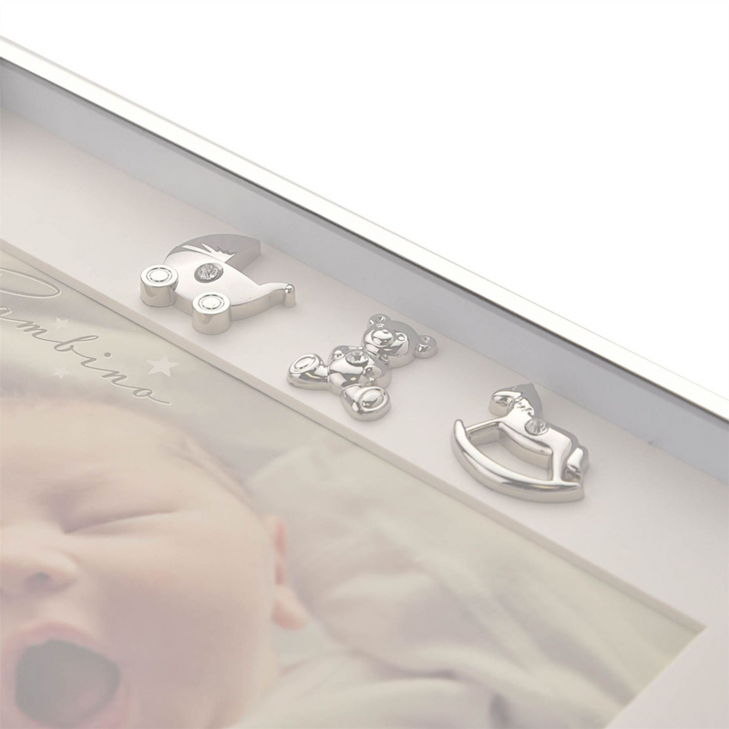 Bambino Thin Silver Plated Border Frame 3 Icons 7" x 5"
