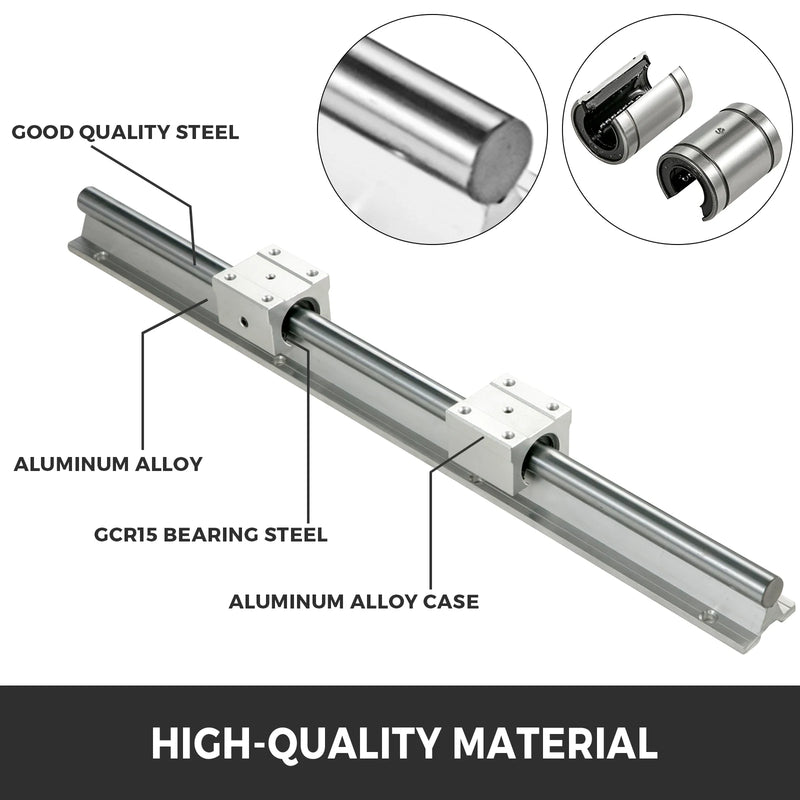 VEVOR Linear Rail 2PCS SBR16-500mm/600mm 4PCS SBR16UU Bearing Block CNC Kit CNC Rails Set for Automated Machines and Equipments