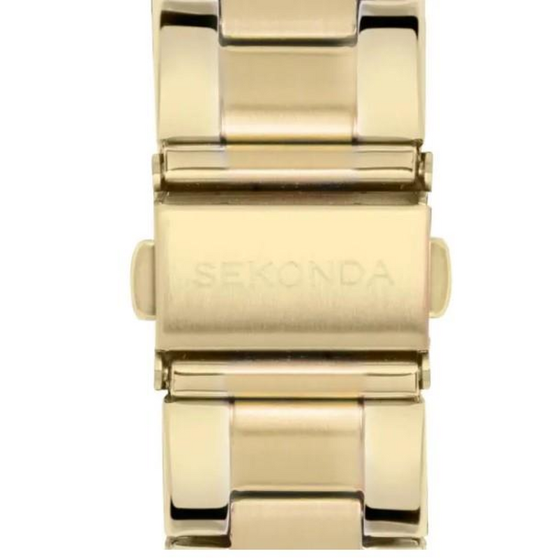 Sekonda Mens Fashion Dated Blue Dial Gold PVD Stainless Steel Bracelet Watch