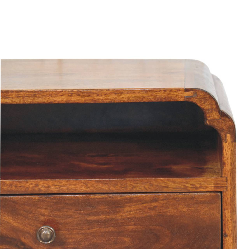 Artisan Furniture Solid Wood Avora Wall-Mounted Chestnut Bedside, 1 Drawer & 1 Shelf, Brown